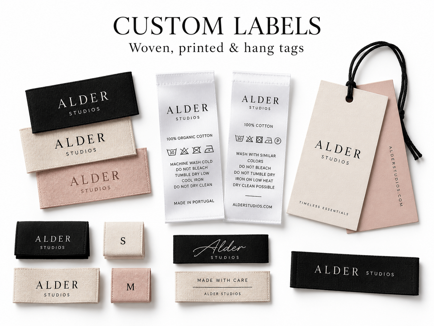 Custom woven and printed apparel tags
