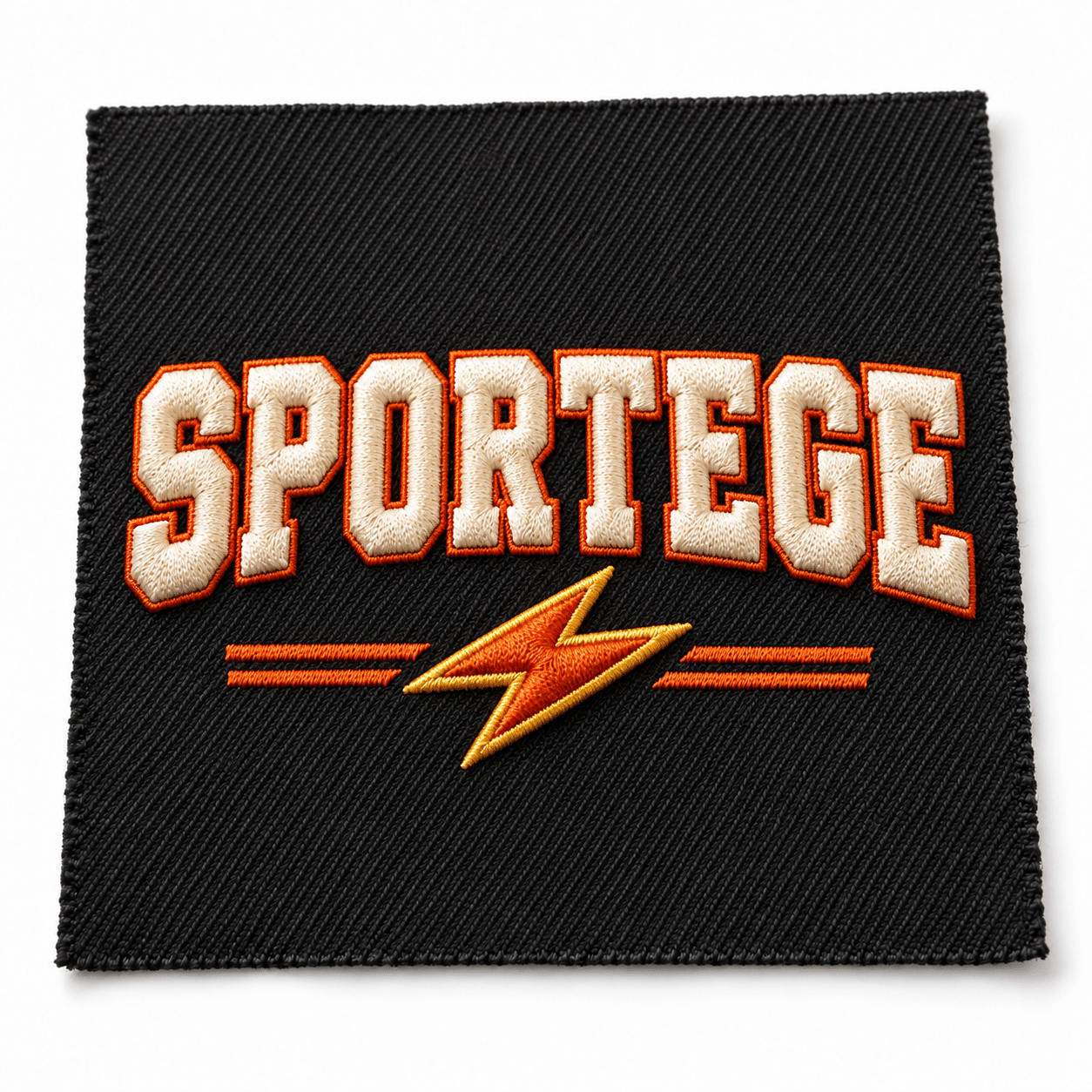 Red embroidered apparel logo