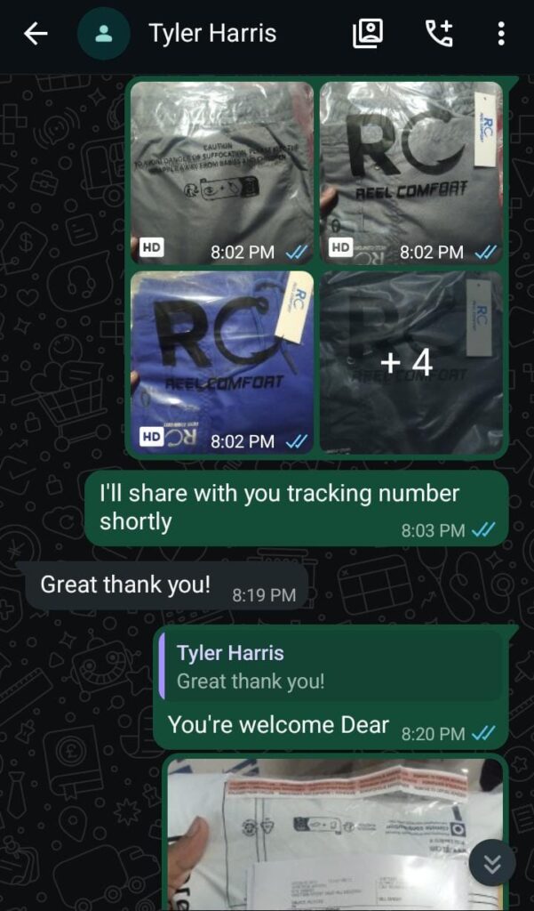 Customer feedback screenshot shared via WhatsApp