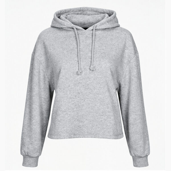 Women Cropped Cotton Fleece Hoodie
